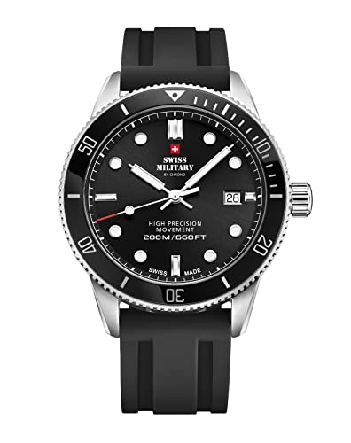 Montre quartz homme Swiss Military argent bracelet silicone montre analogique