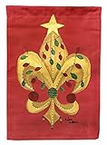 Caroline's Treasures 8185CHF Christmas Fleur de lis Tree with Lights House Flag Large Porch Sleeve Pole Decorative Outside Yard Banner Artwork Wall Hanging, Polyester, House Size, Multicolor