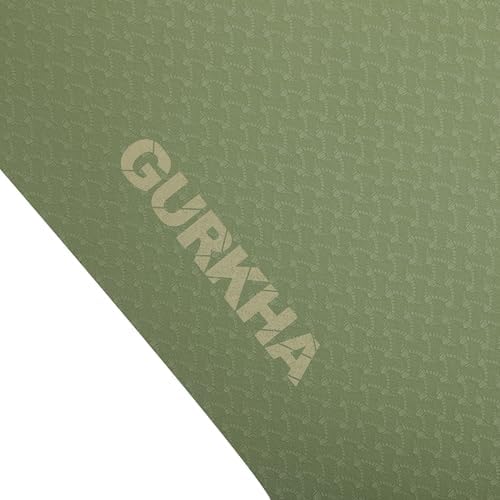 Image of 8mm GURKHA Extra-Cushioned TPE Yoga Mat with Carry Bag | Non-Slip Performance Mat for Yoga, Pilates, HIIT & Home Workouts | Durable Fitness Mat - Deep Forest| 6ft X 2ft