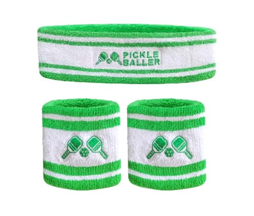 Pickleball Headband, Pickleball Golf Tennis Great Gift or for Your Sports or Team Wristband Sports Band Set Including Towel Wrist and Head Sweatbands (Pickleball Head & Wristband Set)