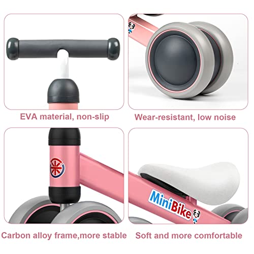 Ancaixin Baby Balance Bikes 10-24 Month Toddler Walker | Riding Toys For 1 Year Old Boys Girls | No Pedal Infant 4 Wheels Kids Bicycle | Best First Birthday Gift New Year Holiday Pink #TOP2