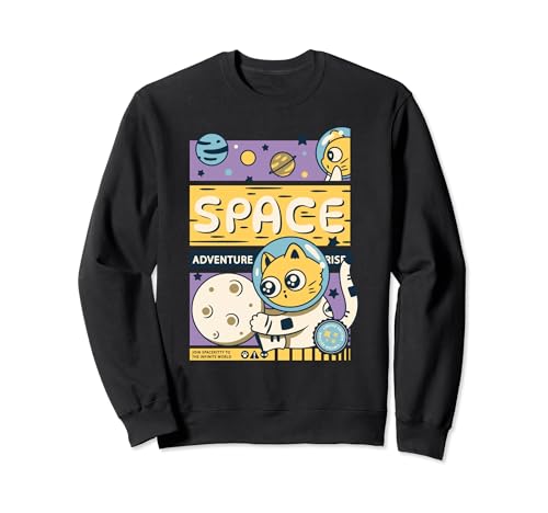 Espacio Aventura Gato Espacio Exterior Planeta Estrella Lindo Retro Sudadera