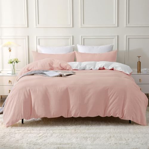 SOULFUL Bettwäsche 155x220 Baumwolle 2 Teilig, Bettwäsche-Sets Altrosa mit Reißverschluss, Ähnliche Textur wie Stone Washed Leinen, Enthält 1...