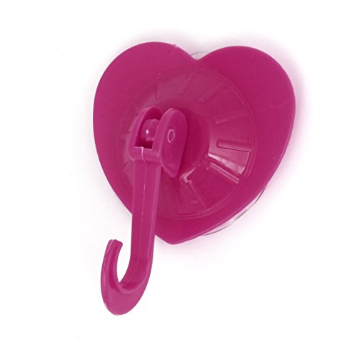 Ruilogod Cuisine Serviette de bain Shape de coeur Plaque d'aspiration Crochet Crochet Crochet Fushia