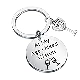 CHOORO Funny Wine Drinker At My Age I Need Glasses Keychain Alcohol Jewelry Gift for Wine Lover Hostess Gift (I Need Glasses K)