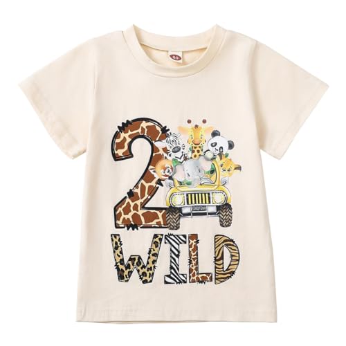 Kids Toddler Baby Boys Girls Birthday T-Shirt Wild One/Two/Three/Four Years Jungle Safari Animal Shirt