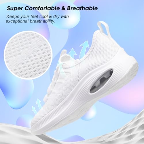 Image of Wide Toe Box Shoes Women Extra Wide Width Sneakers Air Cushion Road Running Shoes Ultra Light Tennis Gym Workout Training Shoes Breathable Walking Shoes with Arch Support