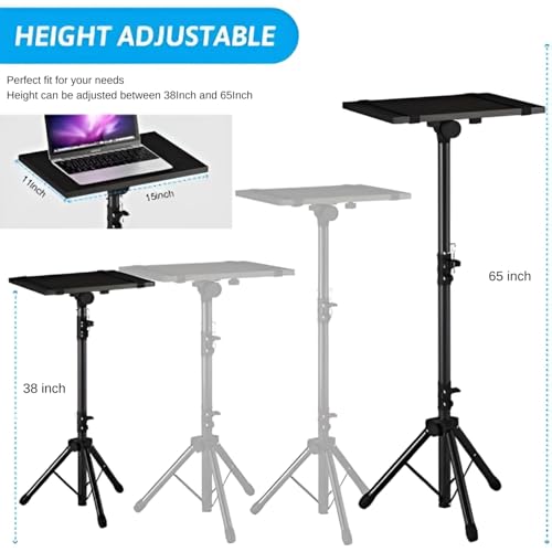 Image of Syskonics Tripod Laptop Height Adjustable, Laptop Floor Stand with Plate & Speaker Tripod for Office, Home, Stage, Studio, DJ Racks Holder Mount (Light Weight)