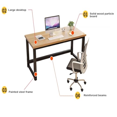 Bureau rectangulaire 140 x 70 cm noyer pour ordinateur