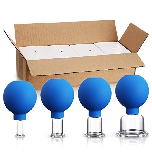 4 Pieces Glass Cupping Set Glass Silicone Cupping Cups Massage Vacuum Suction Cupping Cups for Body Face Leg Arm Back Shoulder Muscle and Joint Pain (Blue)