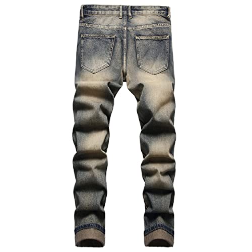 Men's Ripped Jeans,Slim Fit Distressed Straight Leg Fashion Denim Pants - Image 3