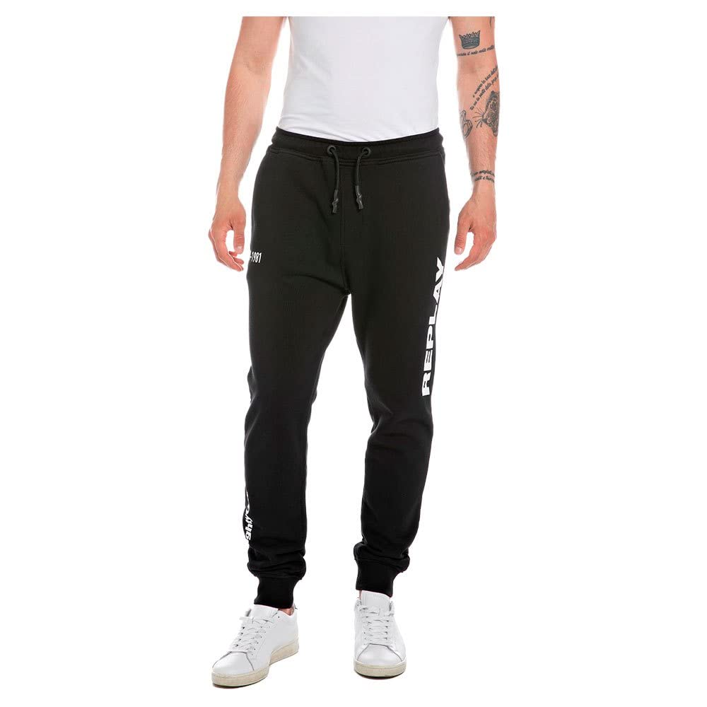 Replay Men's Jogging Pants with Drawstring, Black 098 (Black), XL