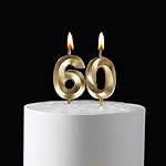 60th Birthday Candles,Gold Number 60 Cake Topper for Birthday Decorations Party Decoration - Image 4
