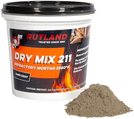 Rutland Products Dry Mix 21125 Refractory Mortar, 2550F, Air Cured Fire Cement, Dark Gray, 2.5 lb Tub