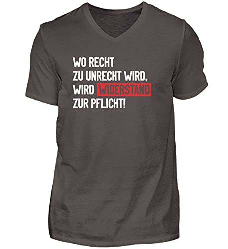 T-shirt V Wo Drot zu Inrecht Wird pour homme en coton gris fumée solide taille XL