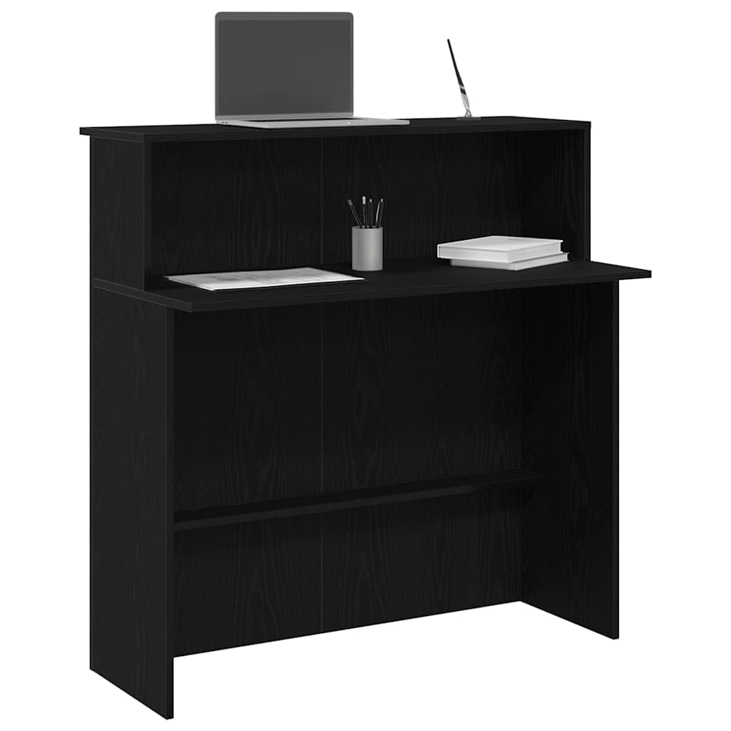 Hommdiy Empfangstheke Schwarz 100x50x103,5 cm Empfangstresen Kassentheke für Büro Holzwerkstoff