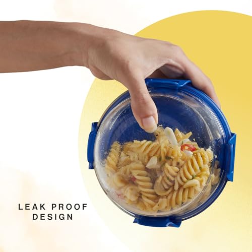 Image of United Colors of Benetton Lunch Bag Set with 3 Glass Containers | Insulated Leakproof Tiffin Bag for Office, School & Travel | Durable, Stylish, BPA-Free Food Storage Kit (Yellow-Blue)