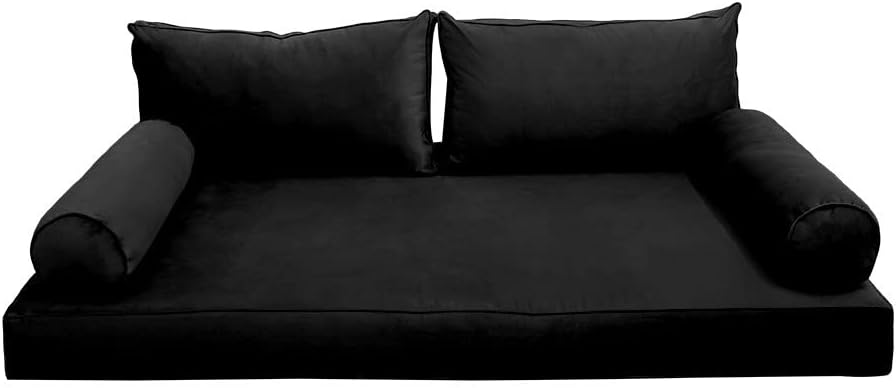 Prolinemax Style V2 Twin Size Velvet Pipe Trim Indoor Daybed Bolster Pillow Cushion Mattress Fitted Sheet |Cover ONLY| AD374