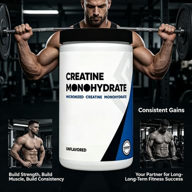 Monohidrato de creatina en polvo micronizado - Suplemento de creatina micronizada - Vegano, sin OGM, sin gluten