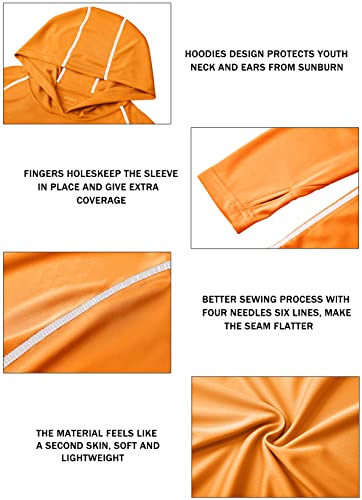 Image of Boys Grils Long Sleeve Sun Shirts UPF50+ Hoodie Thumbhole Rash Guard Quick Dry Atheltic Hiking Workout Water Playing
