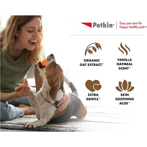 Image of Petkin Oatmeal Mega Valu-Pack Petwipes for Dogs and Cats, Wipes Away Daily Dirt and Odor, Cleans Face, Ears, Body and Eye Area, Super Convenient, Ideal for Home or Travel 125 Wipes | Oatmeal Mega Pet Wipes
