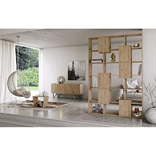 Mobili Fiver, Iacopo S Bookcase With Panel Doors (63.3 X 62.3 In), Rustic Oak, Made In Italy #TOP1