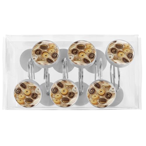 Anneaux rideau de douche donuts cristal marron pour tringle qui coince - 6