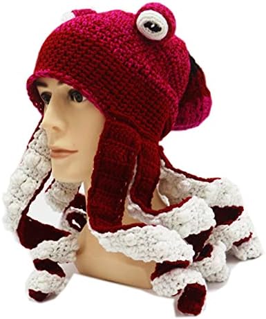 Knitted Bobble Hat, Funny Octopus 