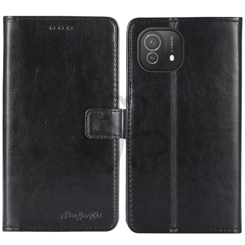 TienJueShi Noir Flip Retro Support à Rabat Cuir Housse Coque pour Logicom Lunar Pro 6.5 inch Étui Cas Couverture Protecteur Case Portefeuille Cover