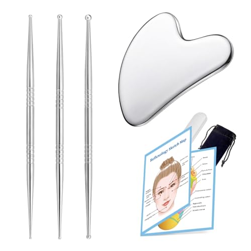 Bolígrafo de acupuntura facial en acero inoxidable para alivio de puntos de presión con gua sha