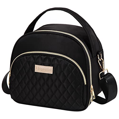 LLEGASTE Black Cute Insulated Lunch Tote Bag for Women Work,Reusable Adult Lunch Box for Women, Stylish Wide Open Cooler Bag for Work(Black) by LLEGASTE - Used condition - US$17.74