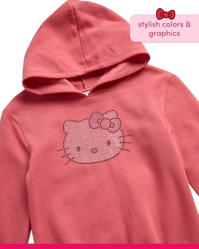 Image of Hello Kitty Girls Pants Set - 2 Piece Girls Sweatshirt Hoodie and Cargo Sweatpants Matching Set with Pockets (2T-12)