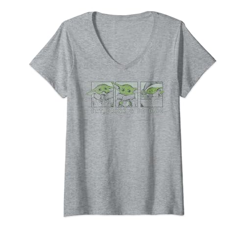 T-shirt Star Wars femme pour soirée série l'Enfant Grogu col V