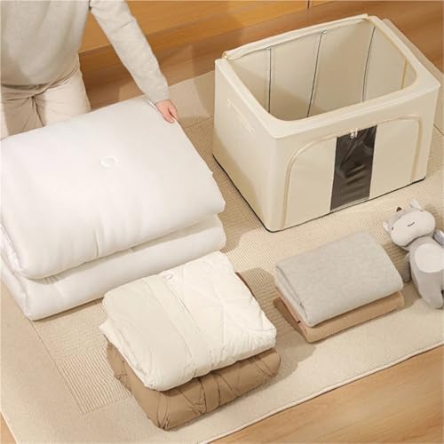 Boîte de rangement pliable à grande capacité et fenêtre visible beige