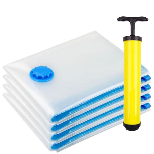 Image of WOWSMART 4 Medium size Space Saver Sealer Compression Bags for Comforters, Blankets, Pillows, Bedding, Clothes, storage bags, Space Saver, fast vacuum, double zip, reusable vaccine sealer bags