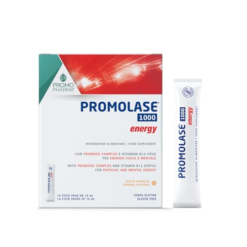 Promolase 1000 Energía- Complemento Alimenticio con PromoGo Complex, Maca, Guaraná y Vitaminas - para una recarga completa de energía -14 stick de 10ml