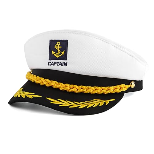 HO-SFSM Chapeau de Capitaine | Casquette de Marin Réglable et Confortable | Idéal pour Halloween, Cosplay, Fêtes Costumées et Déguisements Nautiques |...