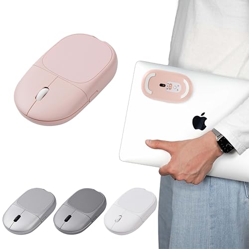 ventaron Magnito Ratón Bluetooth Inalámbrico Desmontable para Computadora Portátil, Ratones de Clic Magnético, 3 dpi Ajustables, Batería de 18 Meses (Rosa)