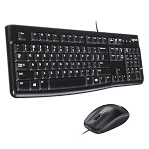Logitech MK120 Kabelgebundenes Tastatur-Maus-Set, Optische Maus, USB-Anschluss, PC/Laptop, Schweizer QWERTZ-Layout - Schwarz