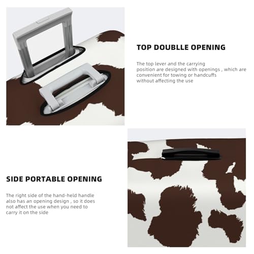 Brown Cow Print Luggage Cover For Suitcase,Washable Elastic Travel Suitcase Protector With Zipper Closure And Bottom Buckle – Fits 18-32" Luggage-X-Large3