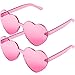 Maxdot 2 Pack Heart Shape Sunglasses Party Sunglasses (Transparent Pink)