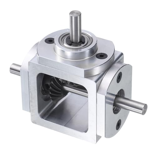 QUARKZMAN Getriebe 90 Grad Rechtwinkliges Kegelgetriebe 1:1 Vorwärts Doppelte Ausgangswelle 1 Modul 20 Zähne Kegelrad Aluminiumrahmen Einfaches Mechanisches DIY Modul Mit 6mm Welle