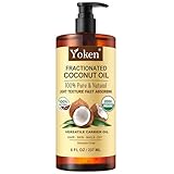 Yoken USDA Organic Fractionated Coconut Oil for Skin, 8 Fl Oz, Pure Liquid Coconut Oil for Face & Body, Lightweight Moisturizer, Unscented, Hexane Free