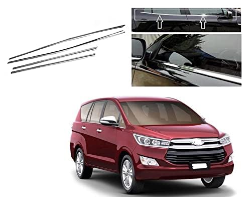 MT Car Window Lower Garnish Stainless Steel Chrome Finish Exterior for Innova Crysta Model 2016 Onwards Set of 8 Pieces-image-17