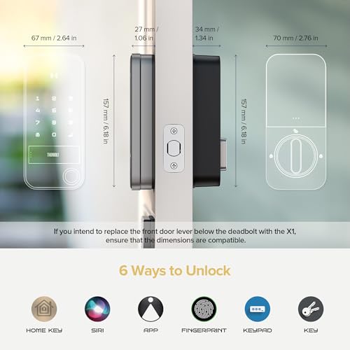 Image of ThorBolt X1 Apple Home Key Tap to Unlock, Smart Keyless Entry Door Lock with Fingerprint, Touch Keypad Deadbolt Lock Works with HomeKit Over Thread (Border Router), IP65 Weatherproof, Gray