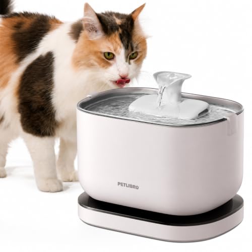 Image of PETLIBRO Cat Water Fountain, Cordless Pet Water Fountain Battery Operated, 2.5L /84oz Dockstream Water Fountains for Cats Indoor, Cat Fountain with Stainless Steel Tray, Easy to Clean BPA-Free