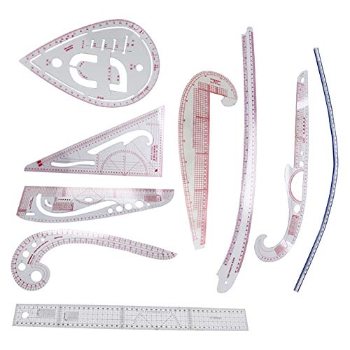 Utoolmart 雲型定規 カーブルーラー 曲線ルーラー プラスチック製 1セット 9つのプロがデザインしたセット クラフト 定規 テープ メジャー DIYソーイング用品 カーブ定規 プラスチックファッションルーラー フォームカーブ フレンチカーブ 測定 フレキシブルカーブルーラー 図面測定ツール ソフトプラスチックテープ メジャールーラー