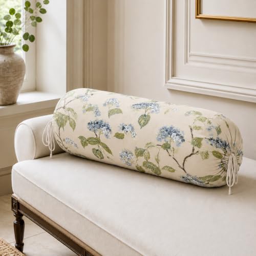 Image of Clasiko Cotton Bolster Covers Set of 2, Champagne Garden, Standard Size