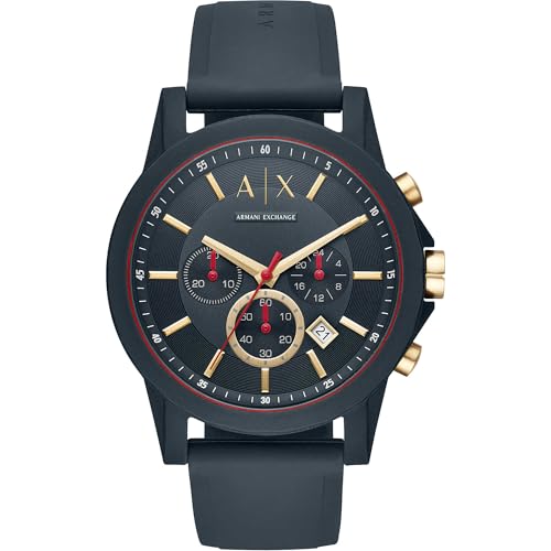 Armani Exchange Reloj Hombre, Movimiento cronógrafo, 47mm Caja de silicona azul con correa de silicona, AX1335 Armani Exchange Reloj Hombre, Movimiento cronógrafo, 47mm Caja de silicona azul con correa de silicona, AX1335
