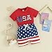 USA Memorial Day Toddler Baby Boy Girl 4th of July Outfit T-Shirt Top Star Shorts Infant Fourth Clothes 12-18 Months